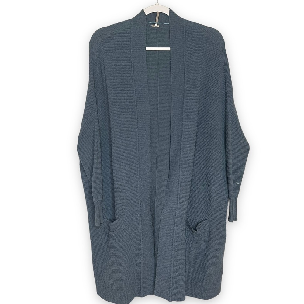Free People Directional Ribbed Cardigan Sweater Size XS Pockets Open Front.